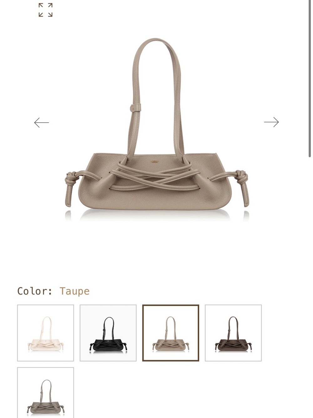 FUNDAO taupe Leather Shoulder Bag with Knotted Detail